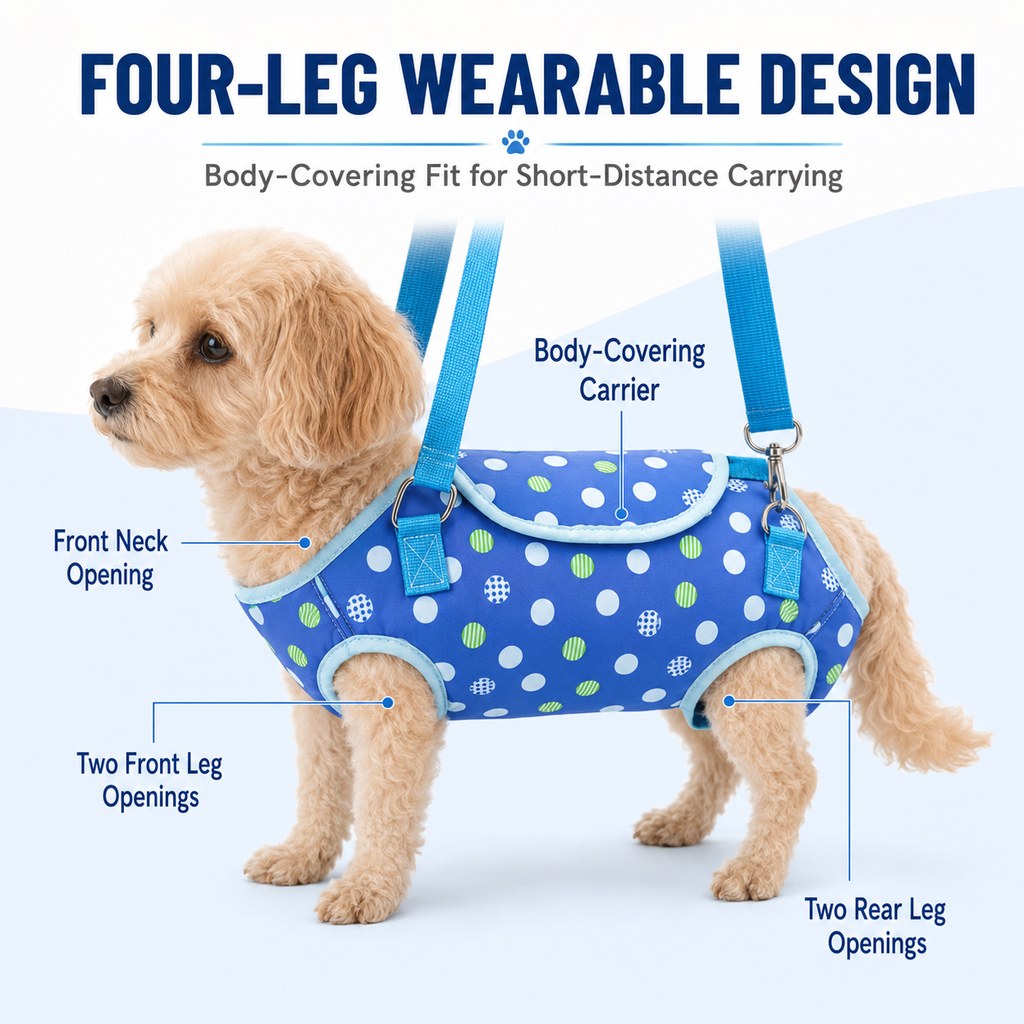 Wearable Pet Carrier Harness for Small Dogs & Cats - Hands-Free Carry for Vet Visits & Short Outings