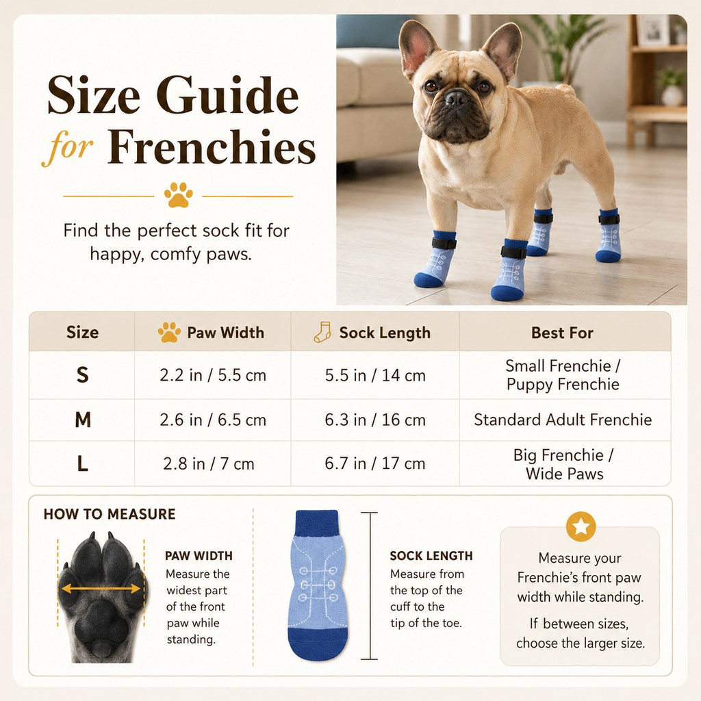 French Bulldog Non-Slip Socks for Tile & Hardwood Floors - Helps Reduce Back-Leg Slipping, 4-Pack