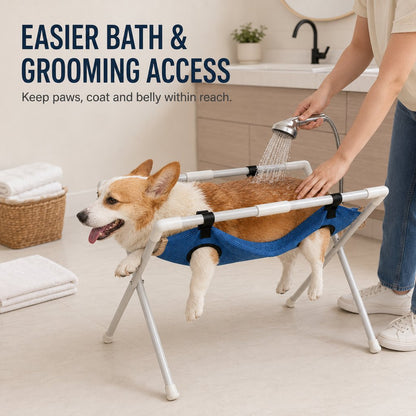 Freestanding Foldable Pet Grooming Hammock Stand for Easier At-Home Nail Trimming – Dogs & Cats