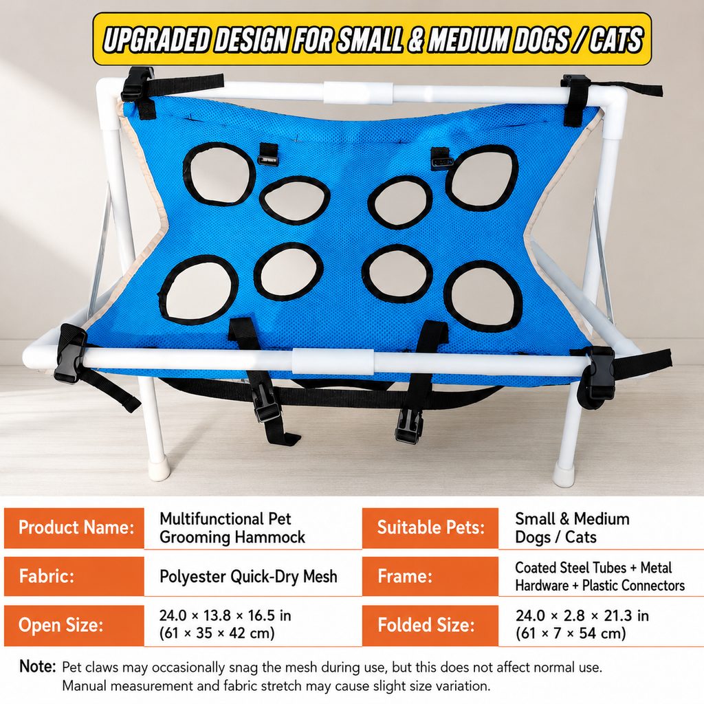 Freestanding Foldable Pet Grooming Hammock Stand for Easier At-Home Nail Trimming – Dogs & Cats