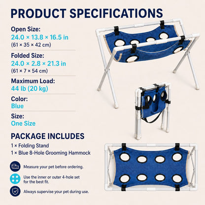 Freestanding Foldable Pet Grooming Hammock Stand for Easier At-Home Nail Trimming – Dogs & Cats