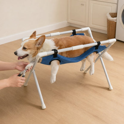 Freestanding Foldable Pet Grooming Hammock Stand for Easier At-Home Nail Trimming – Dogs & Cats