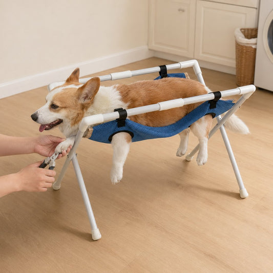 Freestanding Foldable Pet Grooming Hammock Stand for Easier At-Home Nail Trimming – Dogs & Cats