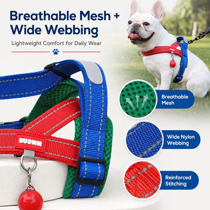 No-Choke French Bulldog Harness & Leash Set for Daily Walks - Reflective, Easy-Control Fit for Broad-Chest Dogs