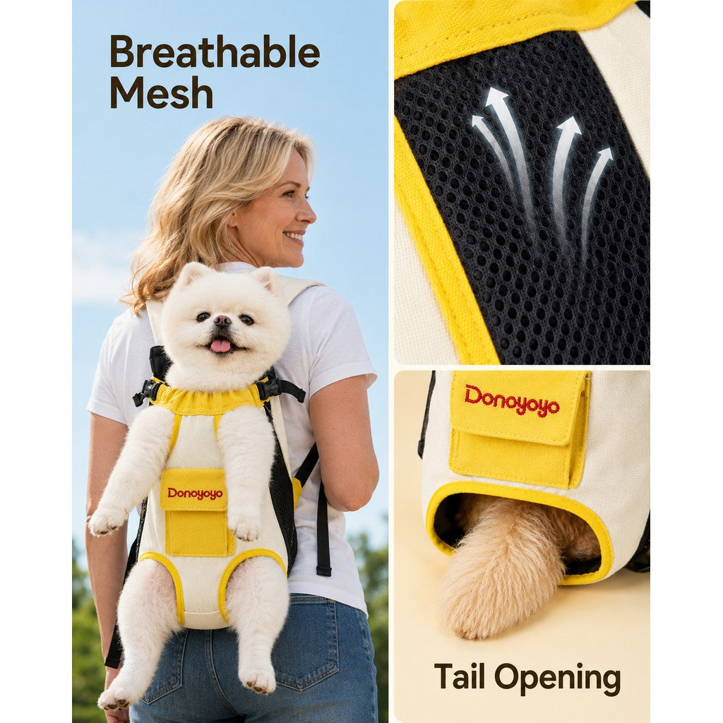 Front-Facing Pet Carrier Backpack for Cats & Small Dogs, Hands-Free Travel Carrier With Breathable Mesh, Adjustable Neck Opening & Front Pocket