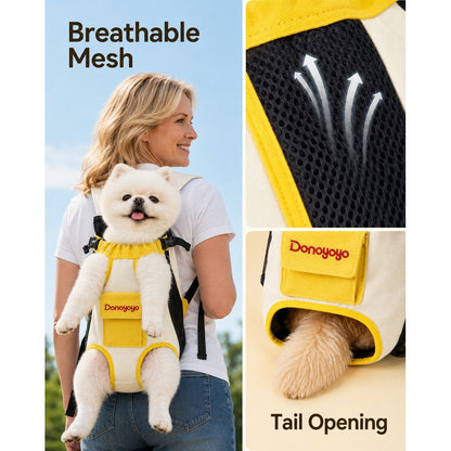 Front-Facing Pet Carrier Backpack for Cats & Small Dogs, Hands-Free Travel Carrier With Breathable Mesh, Adjustable Neck Opening & Front Pocket