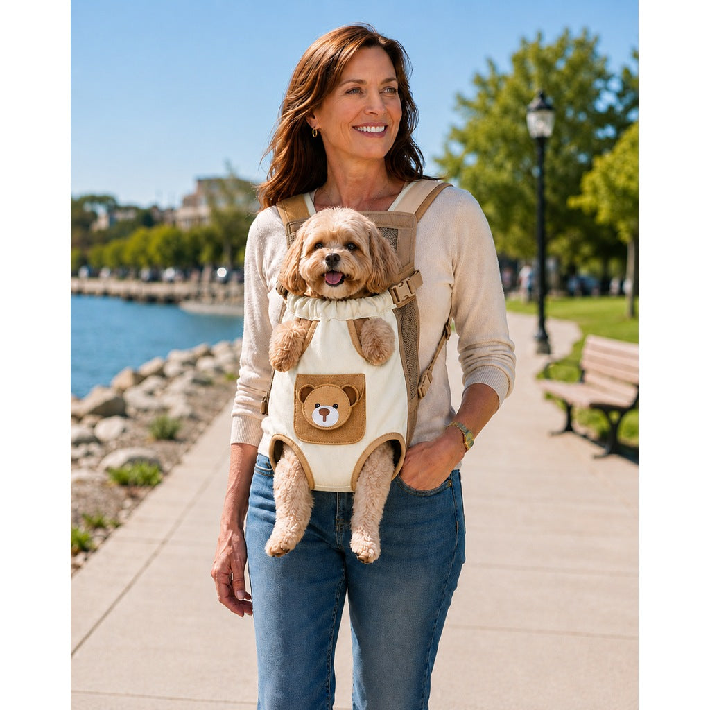 Front-Facing Pet Carrier Backpack for Cats & Small Dogs, Hands-Free Travel Carrier With Breathable Mesh, Adjustable Neck Opening & Front Pocket