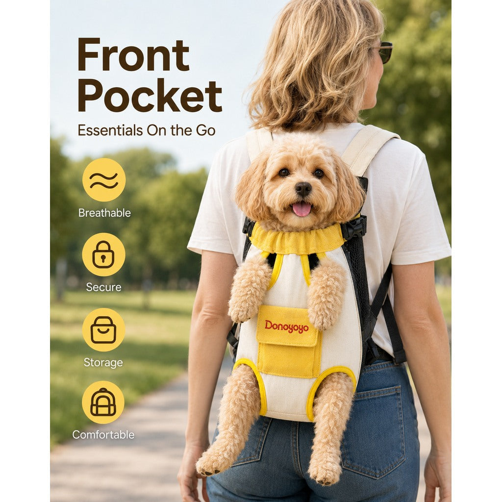 Front-Facing Pet Carrier Backpack for Cats & Small Dogs, Hands-Free Travel Carrier With Breathable Mesh, Adjustable Neck Opening & Front Pocket