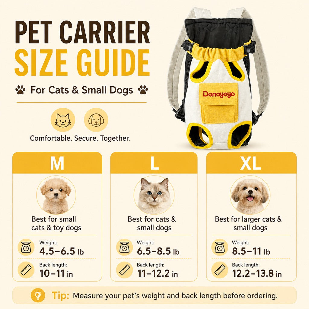 Front-Facing Pet Carrier Backpack for Cats & Small Dogs, Hands-Free Travel Carrier With Breathable Mesh, Adjustable Neck Opening & Front Pocket