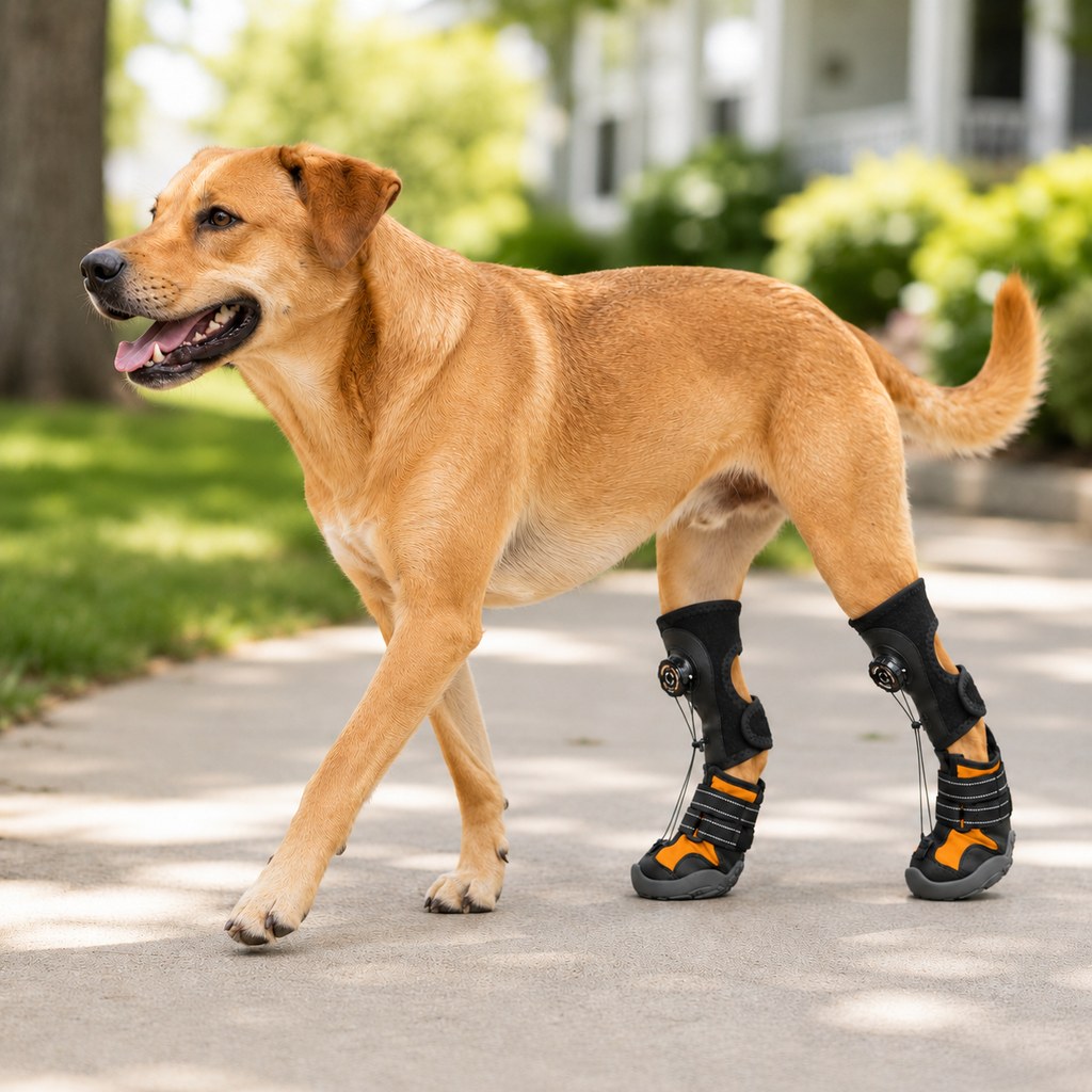 Adjustable Tension-Dial Dog Paw-Lift Support Boots – For Indoor Floors & Outdoor Walks, Paw Dragging & Scuffing Support