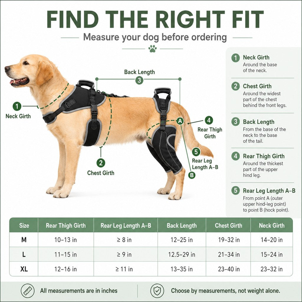 Full-Body Dog Lift Harness with Dual Rear-Leg Support - Easier Standing, Stairs & Car Entry