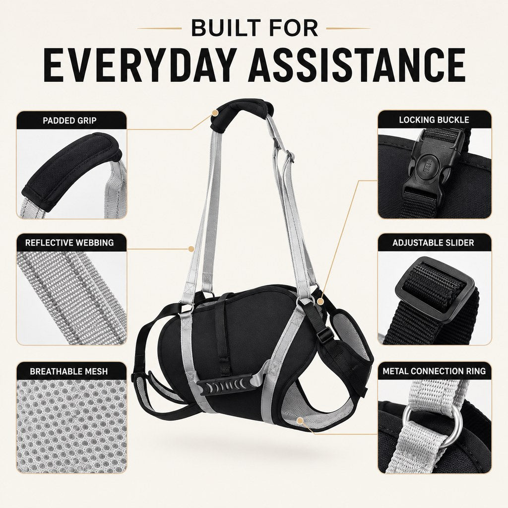 Full-Body Dog Lift Support Harness for Large Senior Dogs - Easier Stairs, Standing & Car Entry
