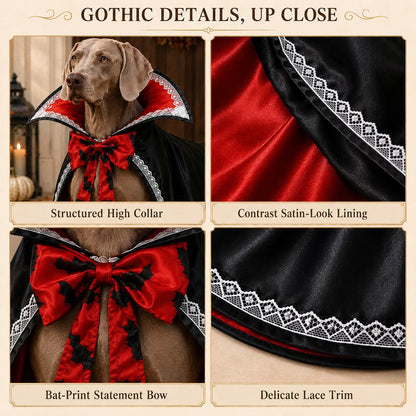 Halloween Vampire Dog Cape Costume – Dracula Cloak with Stand-Up Collar for Trick-or-Treating, Parties & Photos