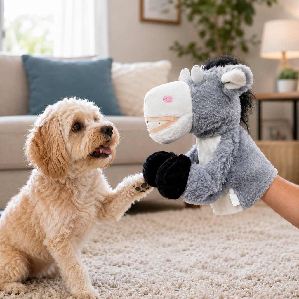Interactive Boxing Pet Puppet for Indoor Play – Squeeze-to-Punch Sound Toy for Bored Dogs & Cats