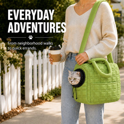 Quilted Pet Carrier Tote for Cats & Small Dogs – Easy Hand & Shoulder Carry for Walks, Errands & Everyday Outings