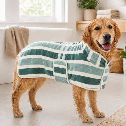 Wearable Microfiber Dog Drying Towel – Hands-Free Post-Bath & Rainy-Day Wrap for Wet Fur & Drips