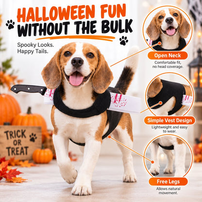 Halloween Horror Prop Dog Costume Harness - Easy-On Funny Outfit for Trick-or-Treat, Parties & Photos | 6 Styles