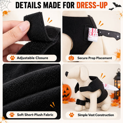 Halloween Horror Prop Dog Costume Harness - Easy-On Funny Outfit for Trick-or-Treat, Parties & Photos | 6 Styles