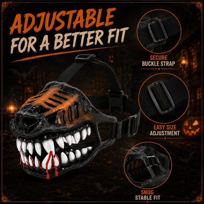 Halloween Monster Dog Muzzle Costume - Adjustable Open-Nose Fang Mask for Parties, Photos & Spooky Walks