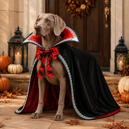 Halloween Vampire Dog Cape Costume – Dracula Cloak with Stand-Up Collar for Trick-or-Treating, Parties & Photos