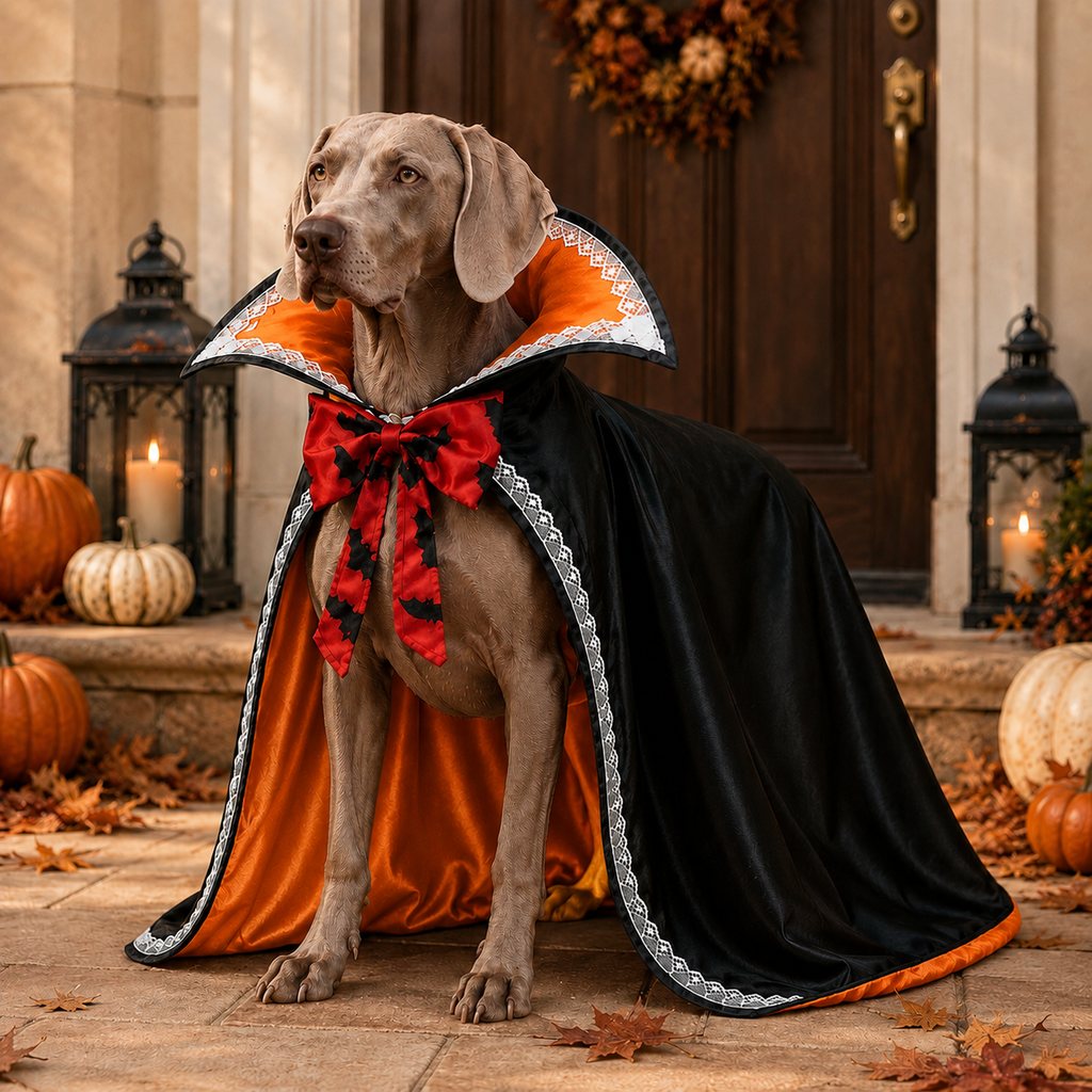 Halloween Vampire Dog Cape Costume – Dracula Cloak with Stand-Up Collar for Trick-or-Treating, Parties & Photos