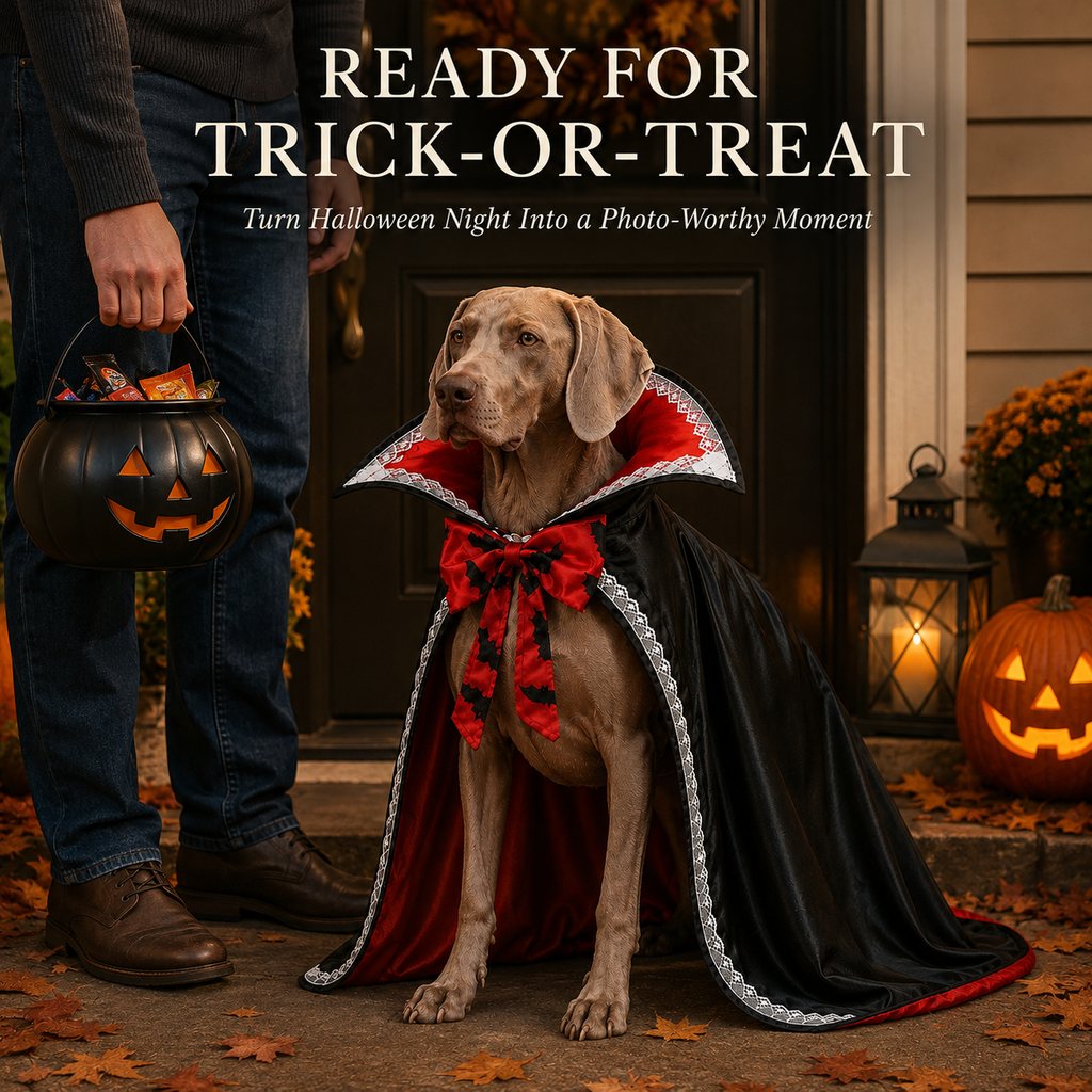 Halloween Vampire Dog Cape Costume – Dracula Cloak with Stand-Up Collar for Trick-or-Treating, Parties & Photos