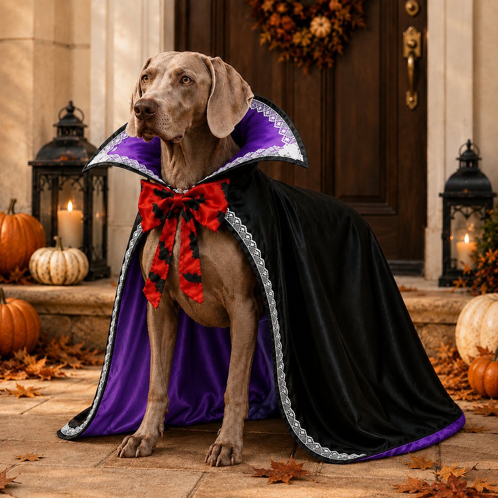 Halloween Vampire Dog Cape Costume – Dracula Cloak with Stand-Up Collar for Trick-or-Treating, Parties & Photos