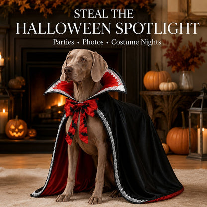 Halloween Vampire Dog Cape Costume – Dracula Cloak with Stand-Up Collar for Trick-or-Treating, Parties & Photos