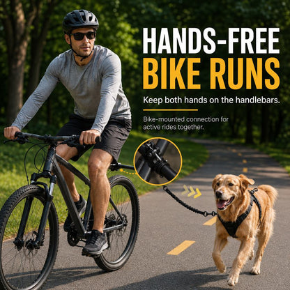 Hands-Free Dog Bike Leash with Shock-Absorbing Bungee – Bike-Mounted Side Arm for Controlled Side-by-Side Runs