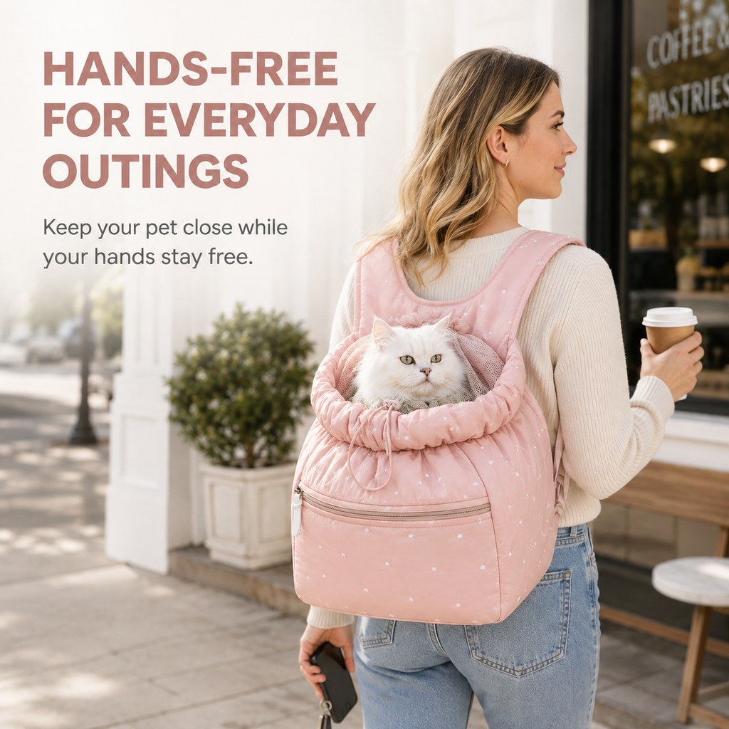 Hands-Free Pet Carrier Backpack for Everyday Outings – Breathable Travel Carrier for Cats & Small Dogs