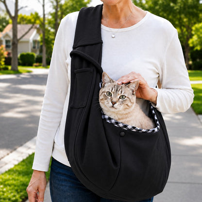 Hands-Free Pet Sling Carrier for Small Dogs & Cats - Wide Strap Shoulder Bag for Walks, Errands & Vet Visits