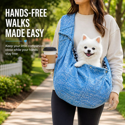 Hands-Free Pet Sling Carrier for Small Dogs & Cats - Wide Strap Shoulder Bag for Walks, Errands & Vet Visits