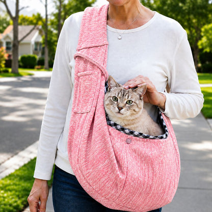 Hands-Free Pet Sling Carrier for Small Dogs & Cats - Wide Strap Shoulder Bag for Walks, Errands & Vet Visits