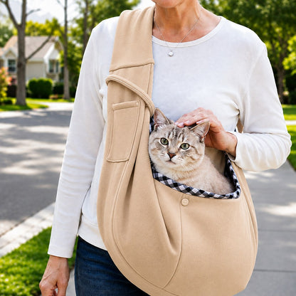 Hands-Free Pet Sling Carrier for Small Dogs & Cats - Wide Strap Shoulder Bag for Walks, Errands & Vet Visits