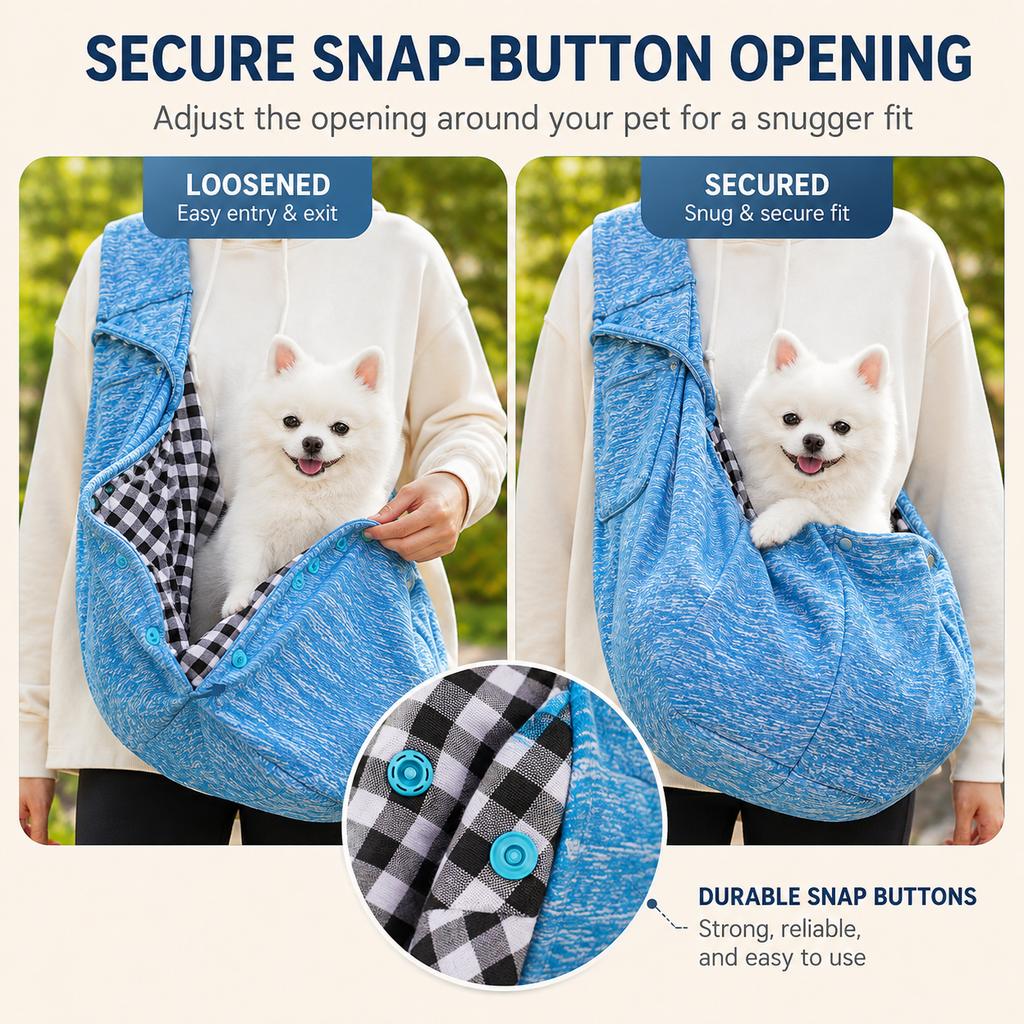 Hands-Free Pet Sling Carrier for Small Dogs & Cats - Wide Strap Shoulder Bag for Walks, Errands & Vet Visits