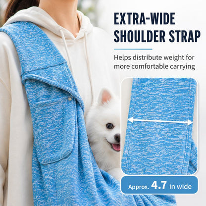 Hands-Free Pet Sling Carrier for Small Dogs & Cats - Wide Strap Shoulder Bag for Walks, Errands & Vet Visits