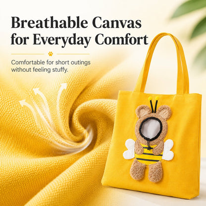 Head-Out Cat Carrier Tote for Walks & Vet Visits - Lightweight Canvas Pet Bag for Cats & Small Dogs
