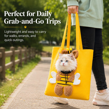 Head-Out Cat Carrier Tote for Walks & Vet Visits - Lightweight Canvas Pet Bag for Cats & Small Dogs