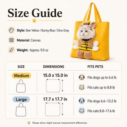 Head-Out Cat Carrier Tote for Walks & Vet Visits - Lightweight Canvas Pet Bag for Cats & Small Dogs