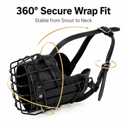 Heavy-Duty Black Steel Basket Dog Muzzle for Large Dogs - Safer Walks, Vet Visits & Anti-Scavenging Control