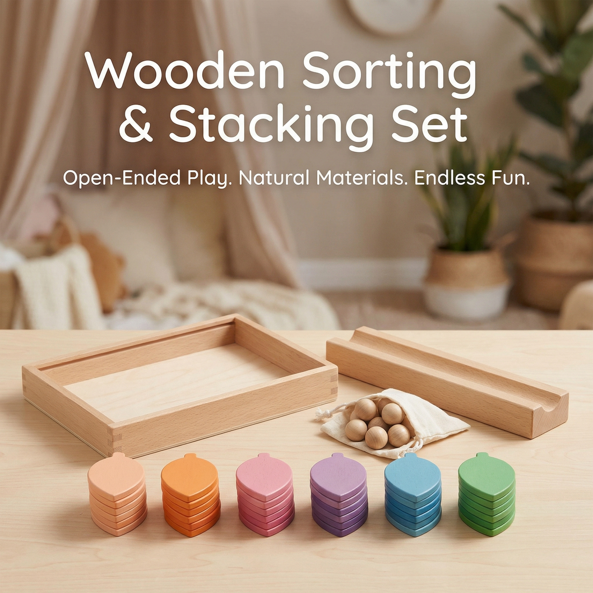 Wooden Rainbow Marble Sound Tree | Family Favourite