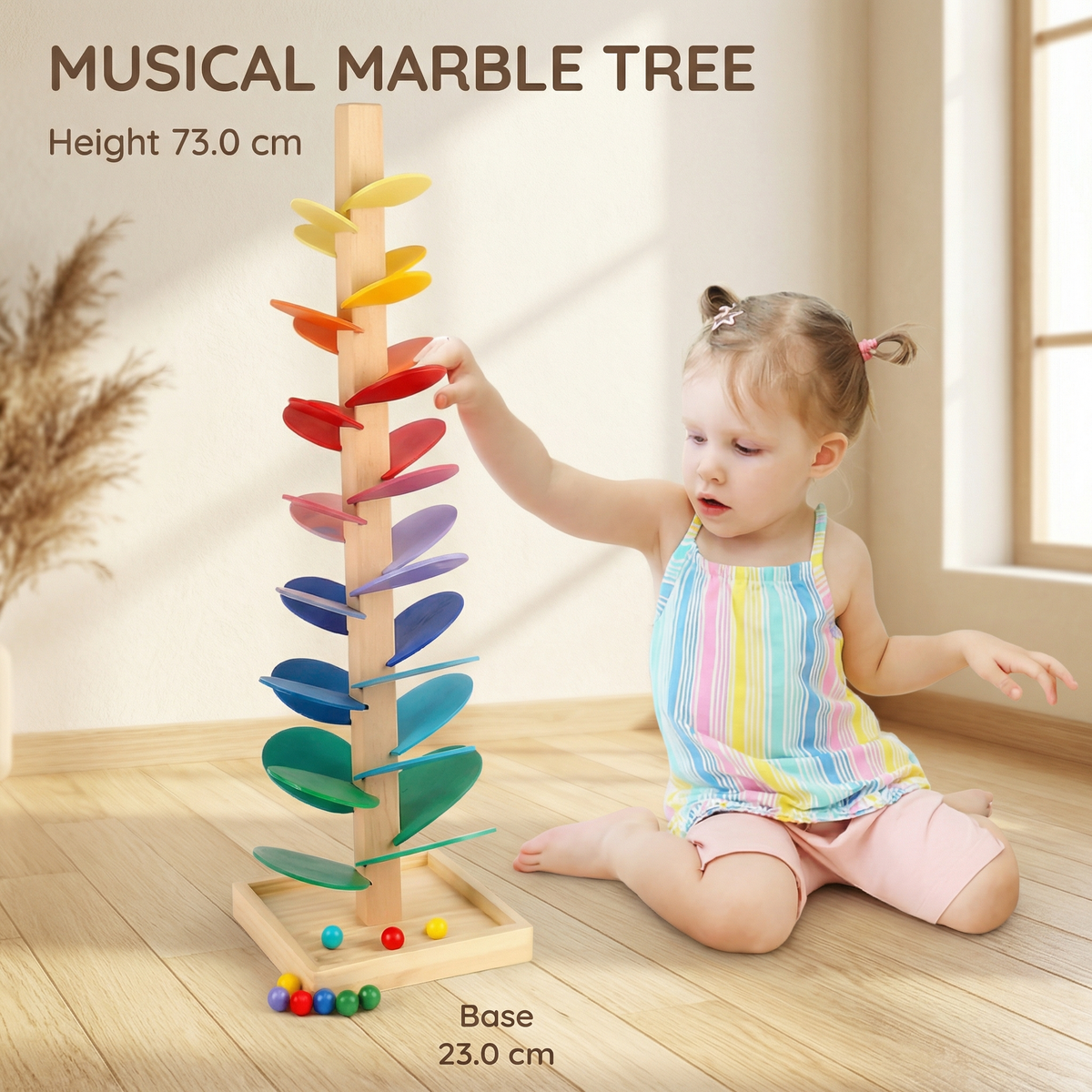 Wooden Rainbow Marble Sound Tree | Family Favourite