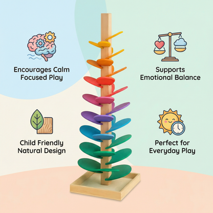 Wooden Rainbow Marble Sound Tree | Family Favourite