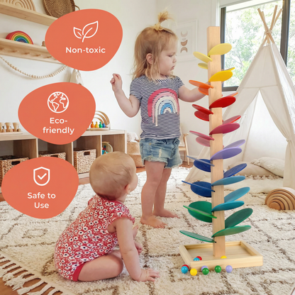 Wooden Rainbow Marble Sound Tree | Family Favourite