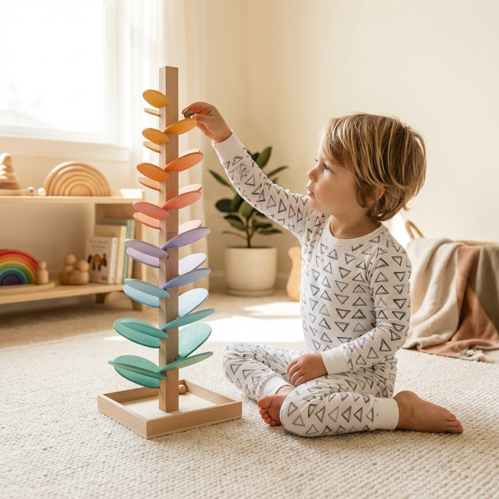 Wooden Rainbow Marble Sound Tree | Family Favourite