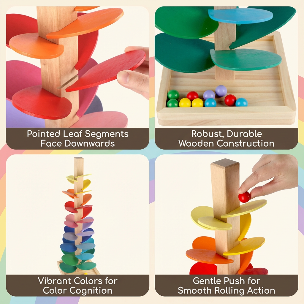 Wooden Rainbow Marble Sound Tree | Family Favourite