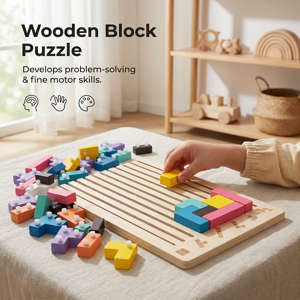 Interactive Wooden Stacking Puzzle for Kids