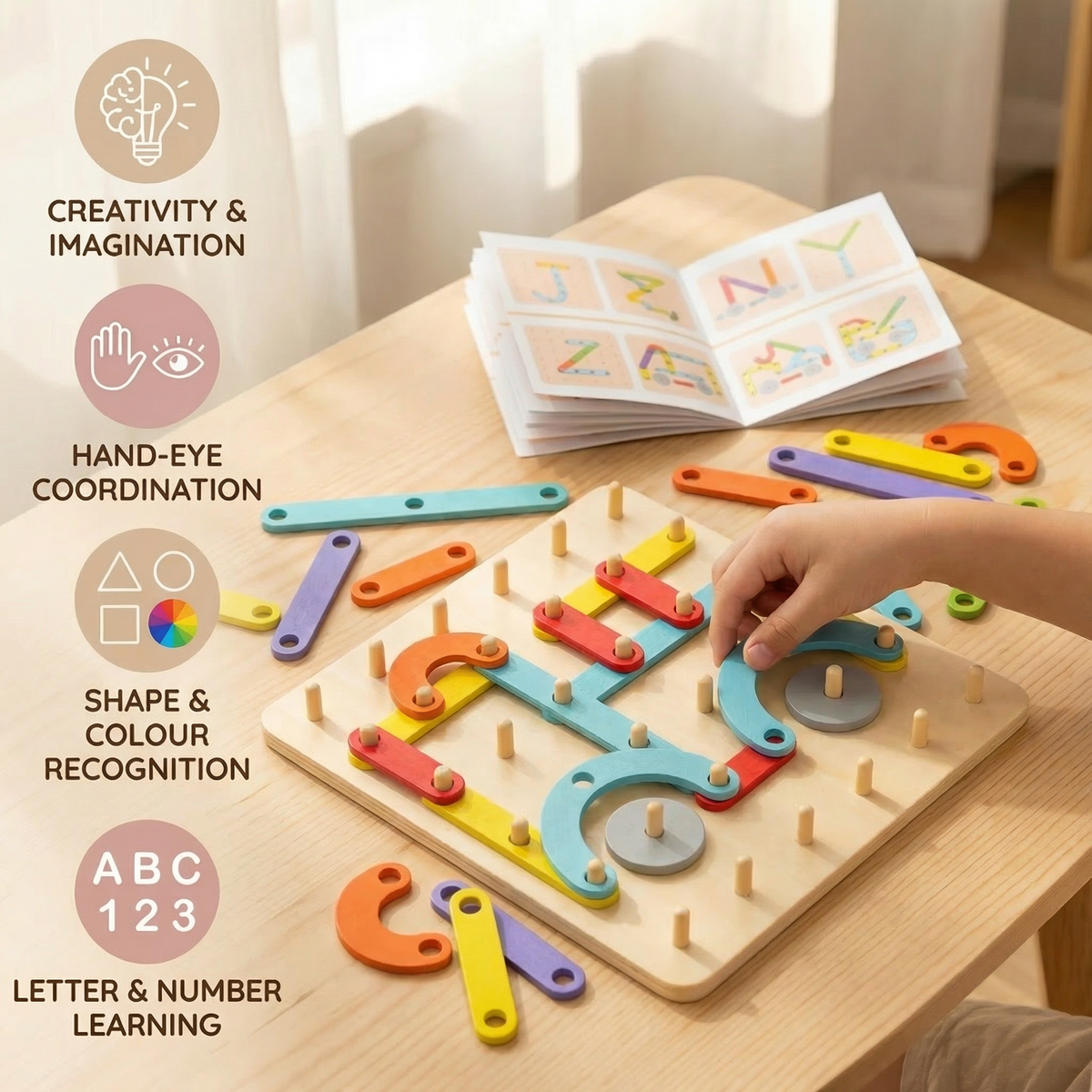 Interactive Montessori Peg Board Learning Puzzle