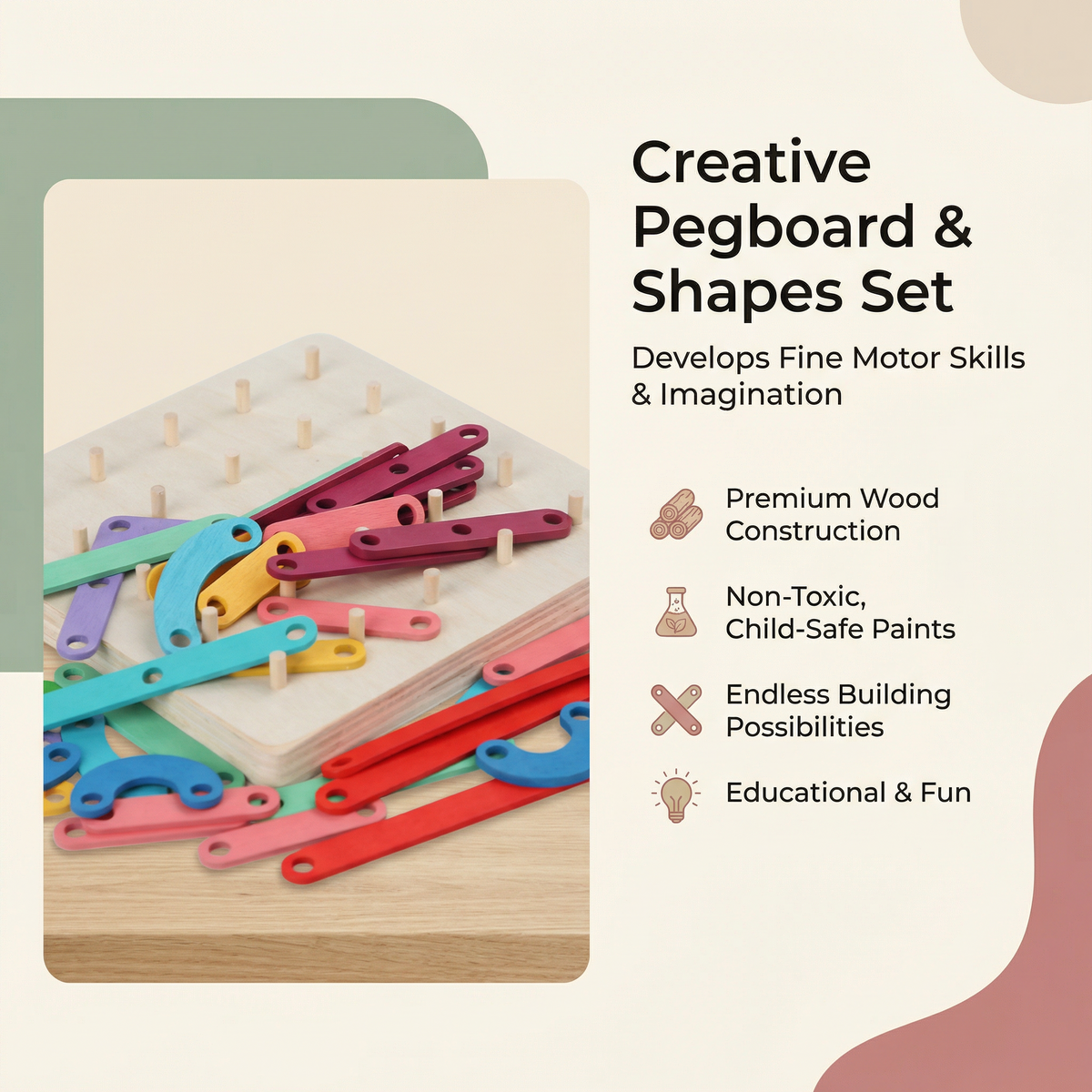 Interactive Montessori Peg Board Learning Puzzle