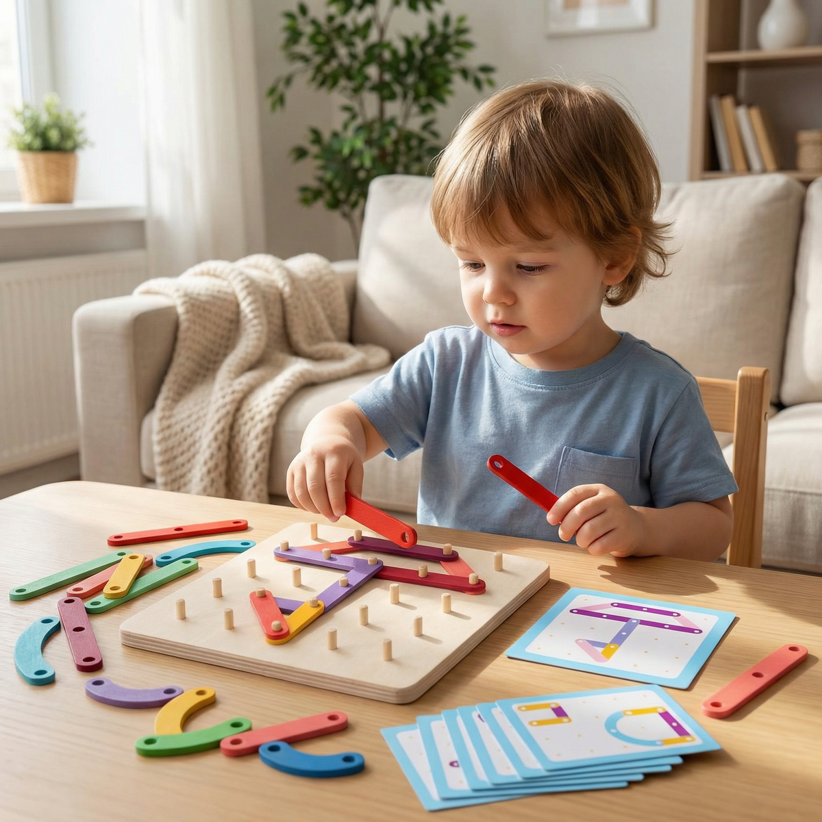 Interactive Montessori Peg Board Learning Puzzle